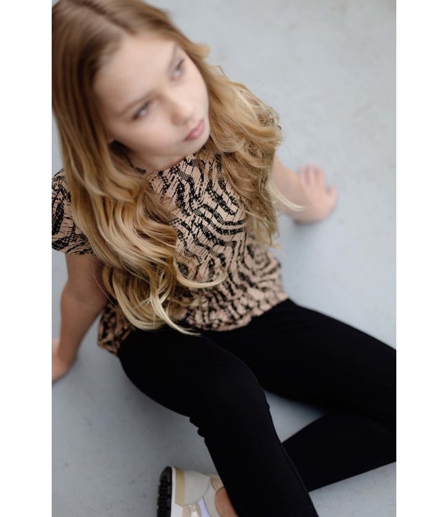 LEVV Meisjes blouse - Tess - AOP Camel zebra