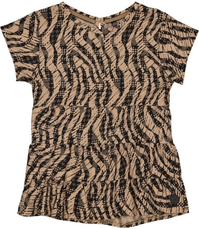 LEVV Meisjes blouse - Tess - AOP Camel zebra