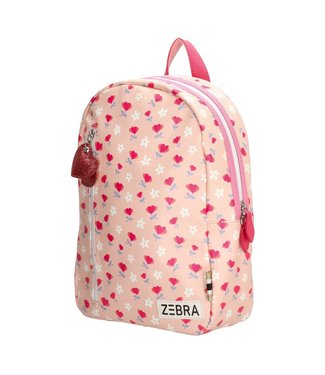 Zebra Meisjes rugzak (M) - Roze hartjes bloemen