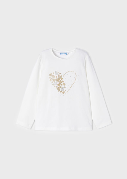 Mayoral Meisjes - T-shirt lange mouw - Natural Mayoral Meisjes - T-shirt lange mouw - Natural
