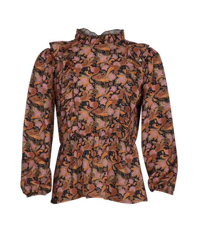KIEstone Meisjes blouse - Paisley oranje