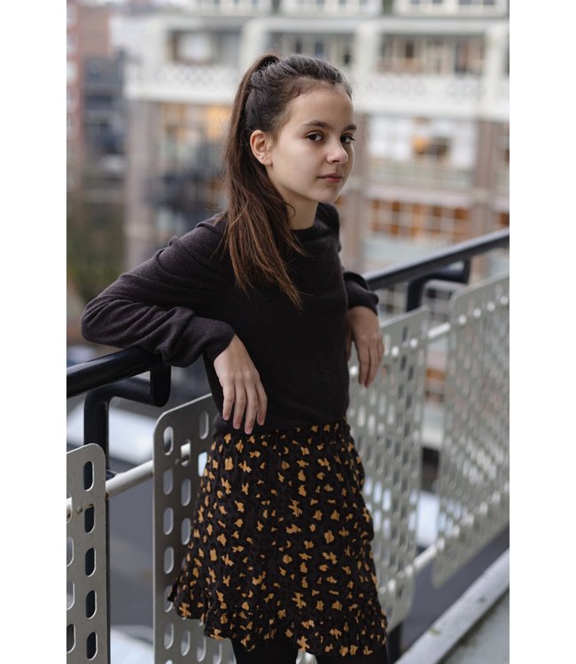 LEVV Meisjes rok - Asya - AOP grijs luipaard