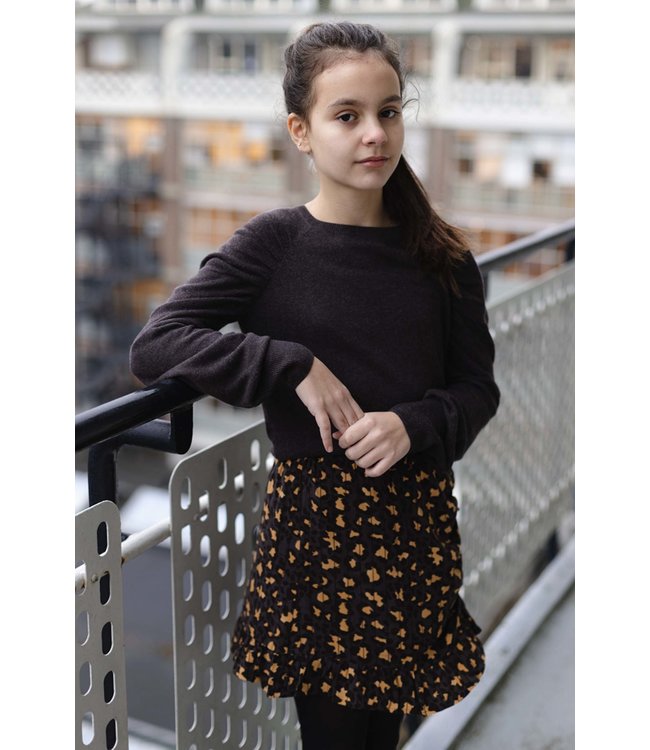 LEVV Meisjes rok - Asya - AOP grijs luipaard