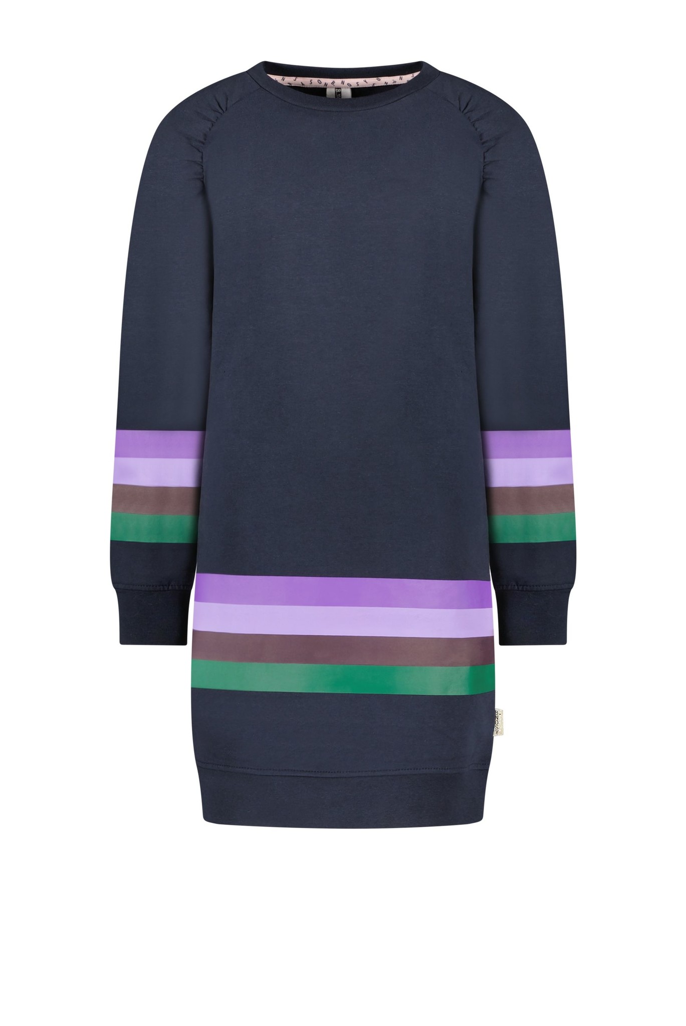 B.Nosy Meisjes sweat jurk multi streep - Navy blauw B.Nosy Meisjes sweat jurk multi streep - Navy blauw