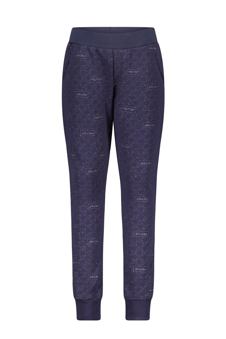 Le Chic Meisjes jogging broek glitterprint - Delilah - Donker navy blauw