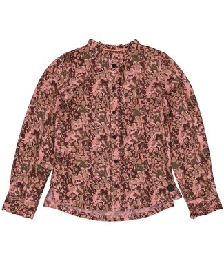 LEVV Meisjes blouse - Ami - AOP zalmroze stippen