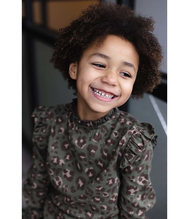 LEVV Meisjes jurk - Aida - AOP groen luipaard