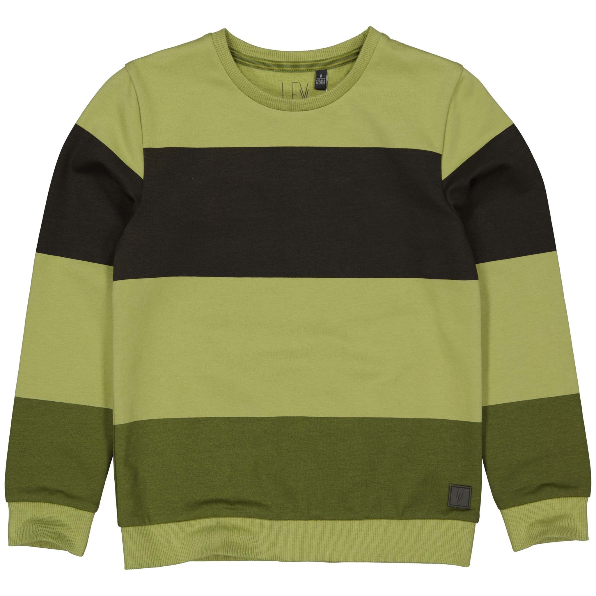 LEVV Jongens sweater - Alwin - AOP olijf streep
