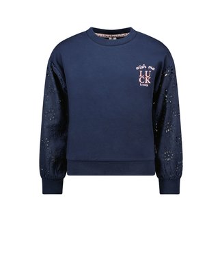 B.Nosy Meisjes sweater kant - Navy blauw