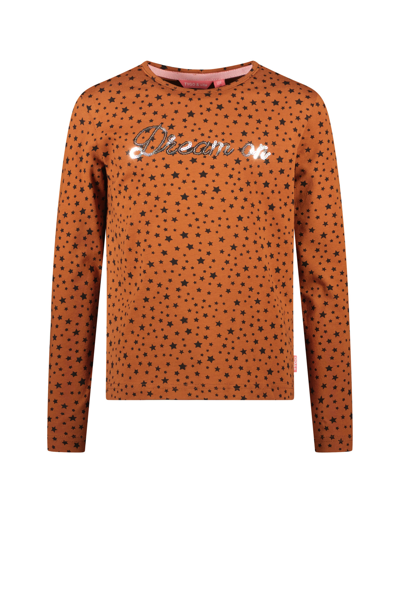 Tygo & Vito Meisjes shirt AOP 'Star' - Walnut