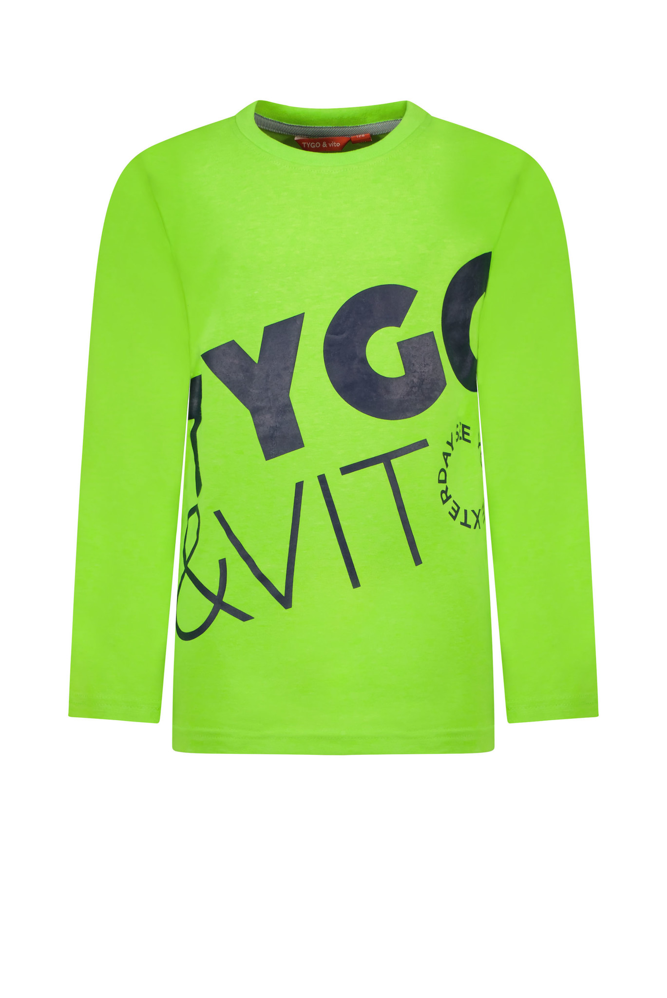 Tygo & Vito Jongens shirt neon bodyprint - Groen gecko