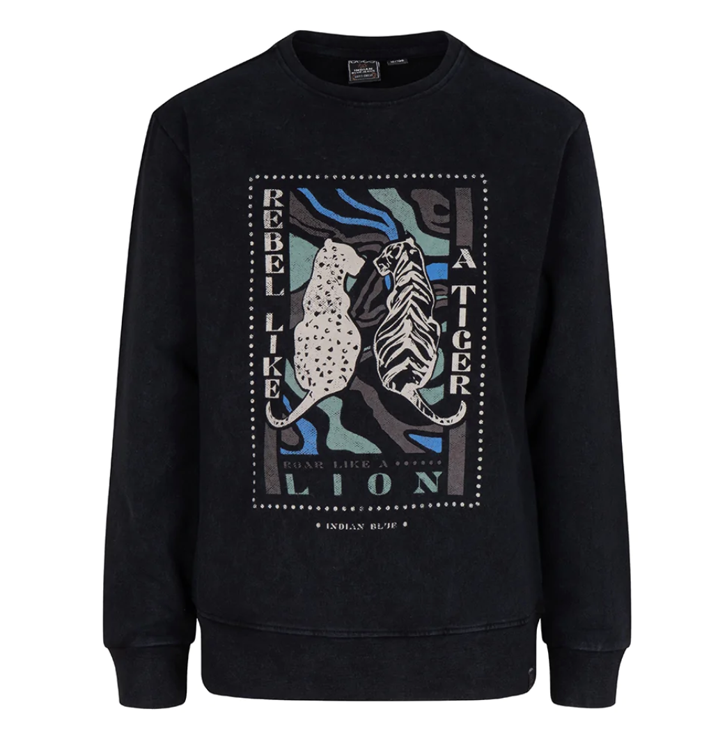 Indian Blue Jeans Meisjes sweater rebel Tiger - Zwart Indian Blue Jeans Meisjes sweater rebel Tiger - Zwart