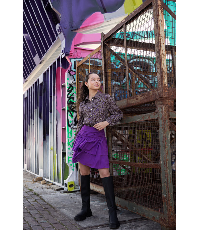 AI&KO Meisjes blouse - Larah Pes - Bitter Chocolade