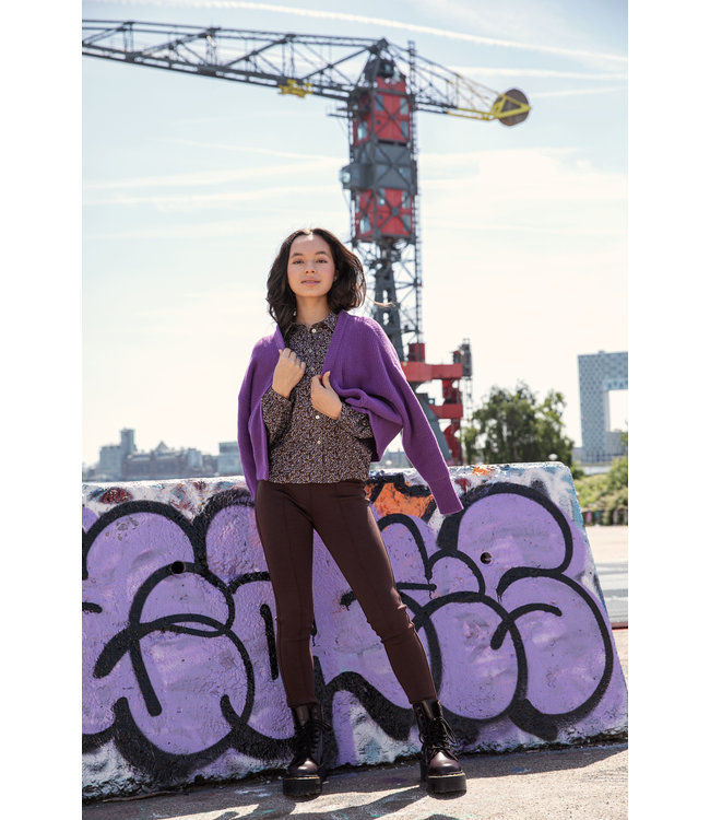 AI&KO Meisjes blouse - Larah Pes - Bitter Chocolade