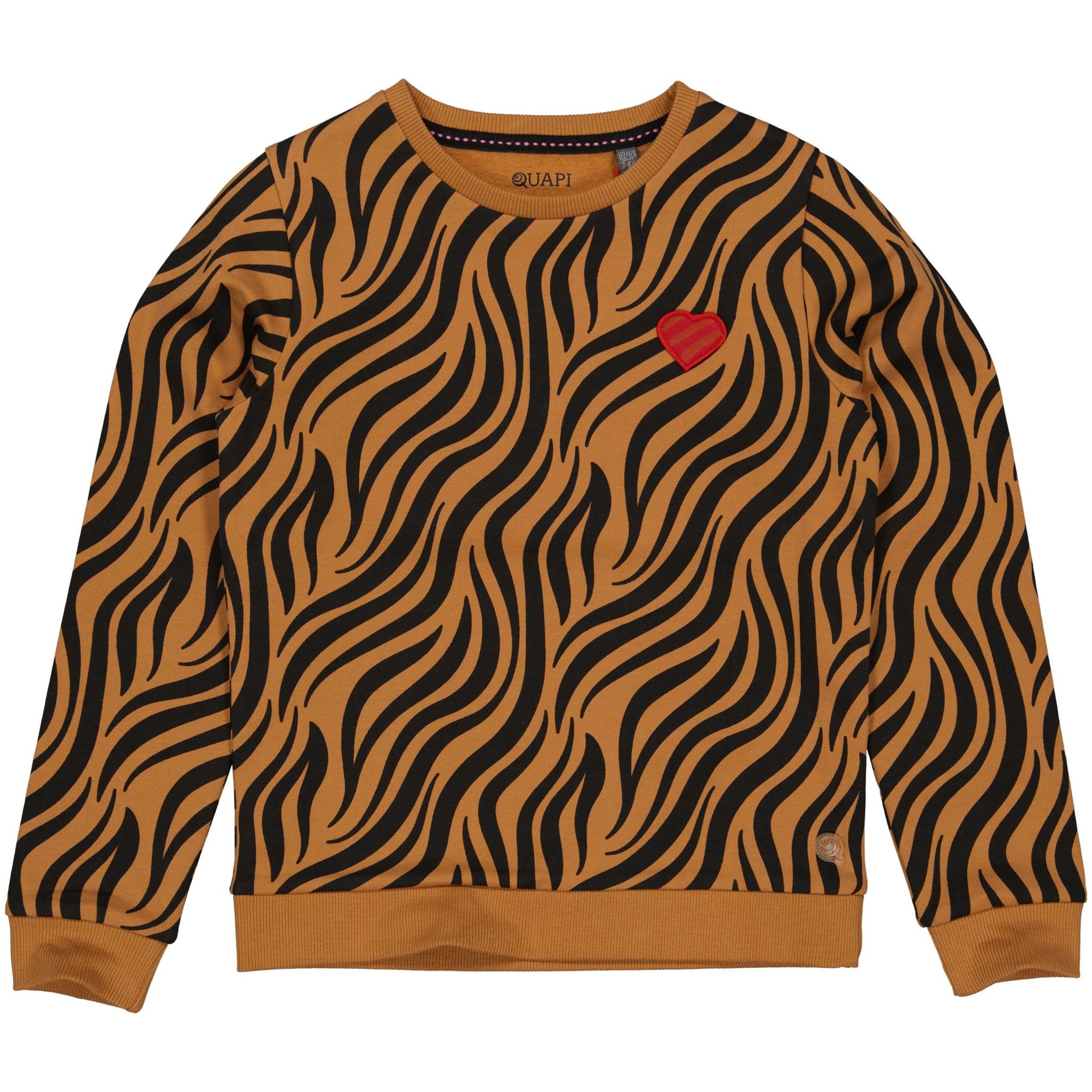 Quapi Meisjes sweater - Robel - AOP zand amandel zebra