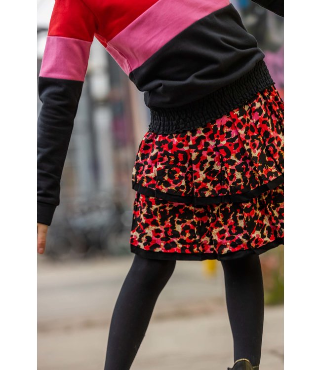 Quapi Meisjes rok - Rune - AOP luipaard roze