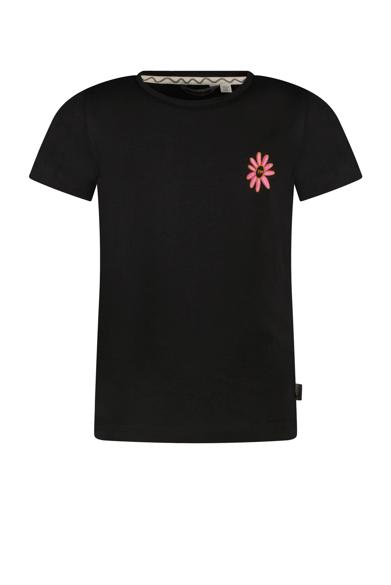 Moodstreet Meisjes t-shirt bloem - Zwart