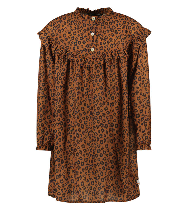 Moodstreet Meisjes jurk AOP luipaard - Toffee