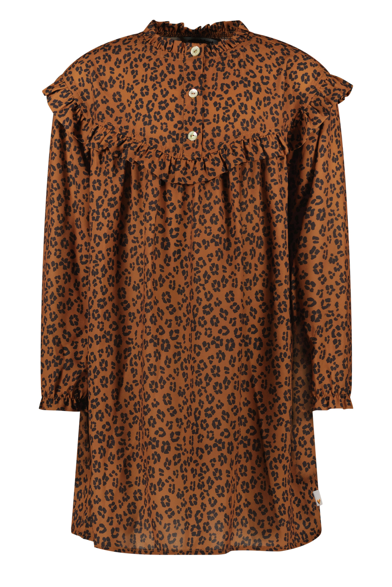 Moodstreet Dress Recycled Pes Aop Leopard Jurken Meisjes - Rok - Jurk - Bruin - Maat 122/128