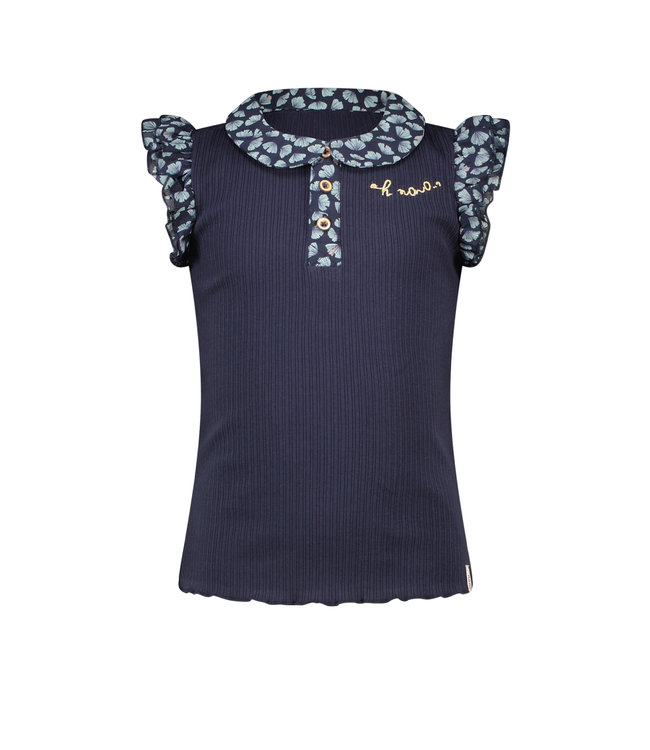 NoNo Meisjes t-shirt rib - Kami - Navy blauw