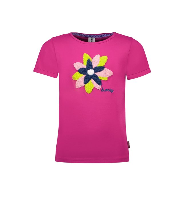 B.Nosy Meisjes t-shirt bloem - Festival fuchsia