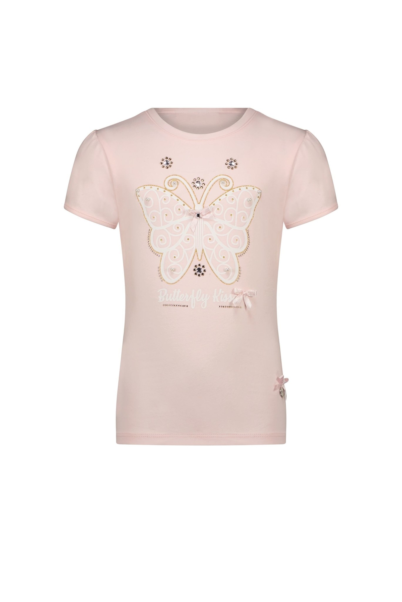Le Chic Meisjes t-shirt vlinder - Nommy - Roze mist