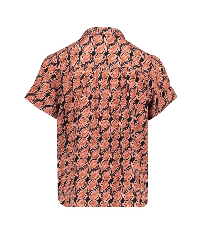 Geisha Meisjes blouse AOP - licht terra/zwart