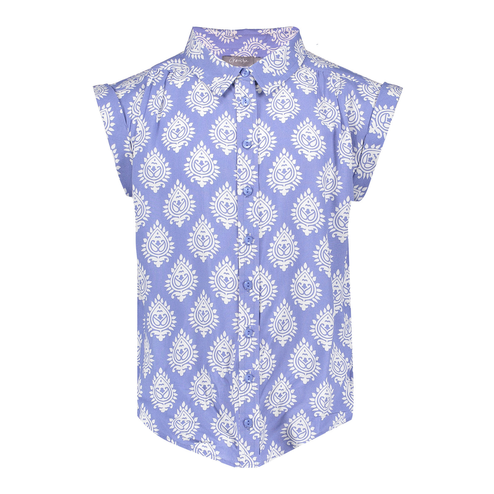 Geisha Meisjes blouse print - blauw/off wit Geisha Meisjes blouse print - blauw/off wit