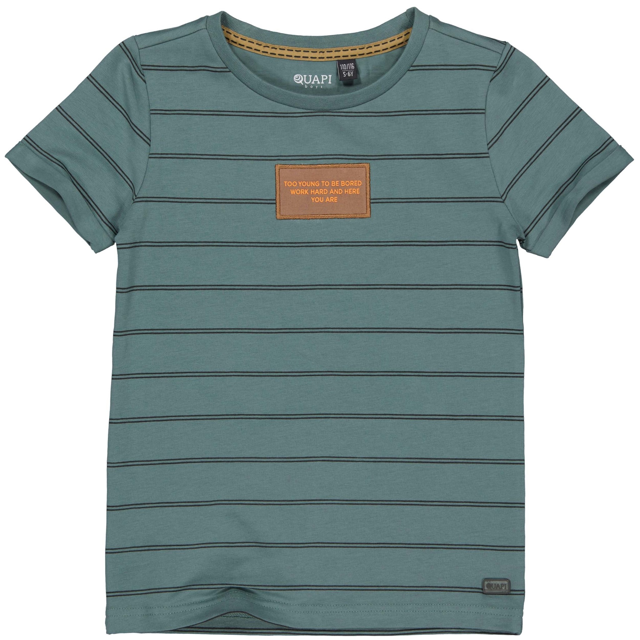 Quapi Jongens t-shirt - Taco - AOP Atlantic groen gestreept Quapi Jongens t-shirt - Taco - AOP Atlantic groen gestreept