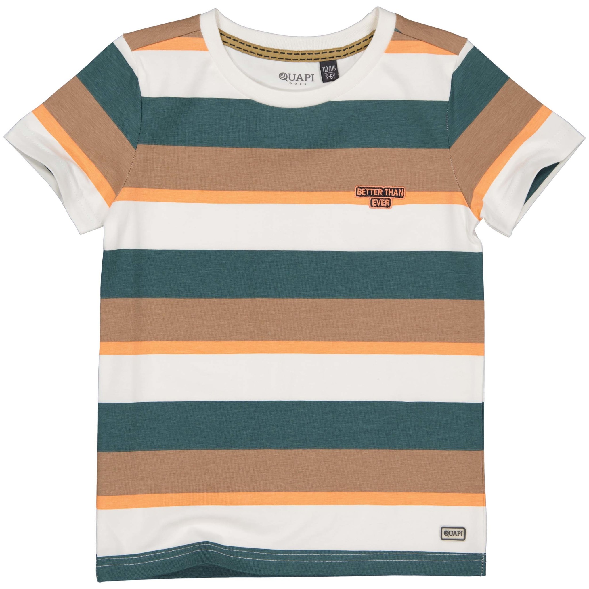 Quapi Jongens t-shirt - Talin - AOP Zand multi streep Quapi Jongens t-shirt - Talin - AOP Zand multi streep
