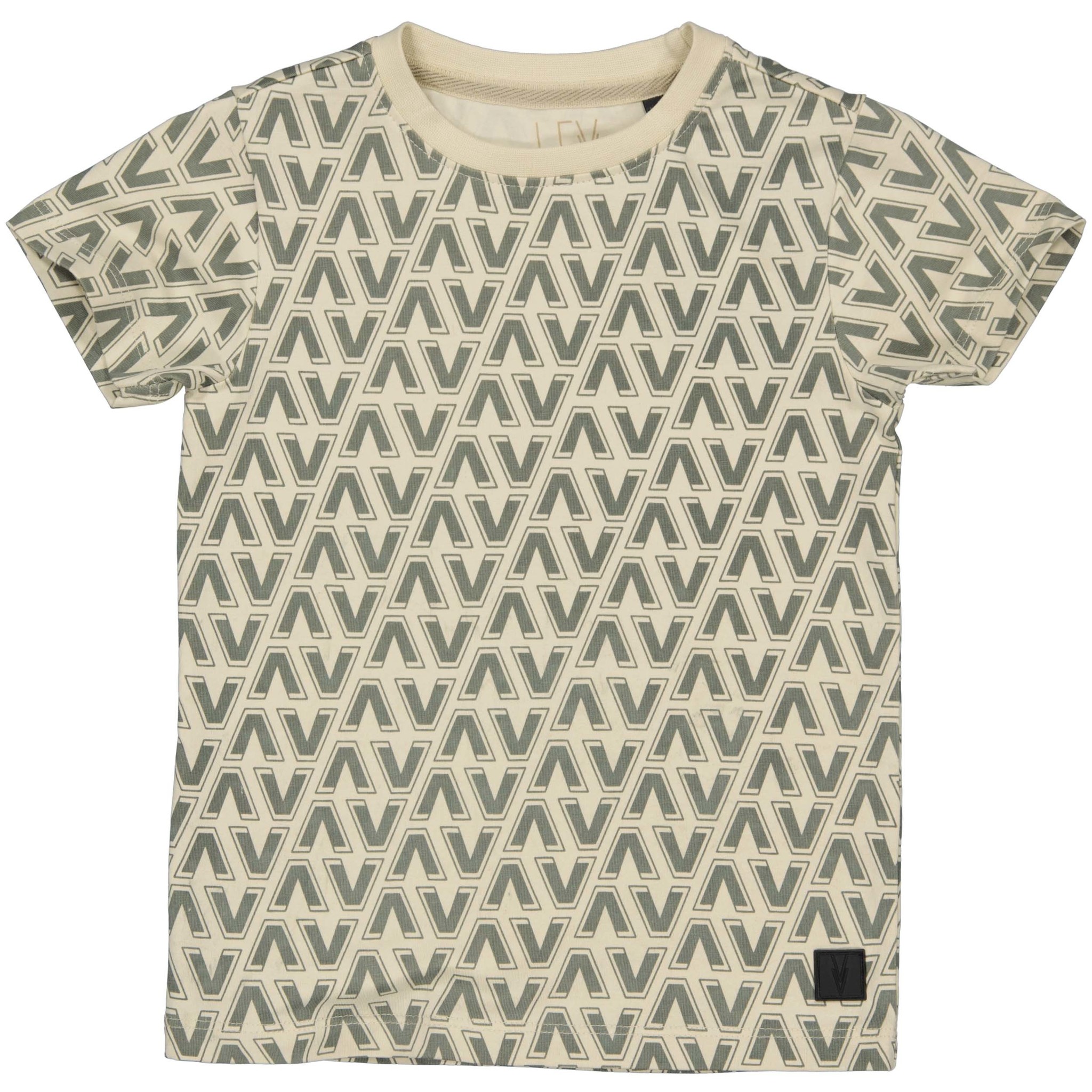 LEVV Little Jongens t-shirt - Edward - AOP Grijs zand text LEVV Little Jongens t-shirt - Edward - AOP Grijs zand text