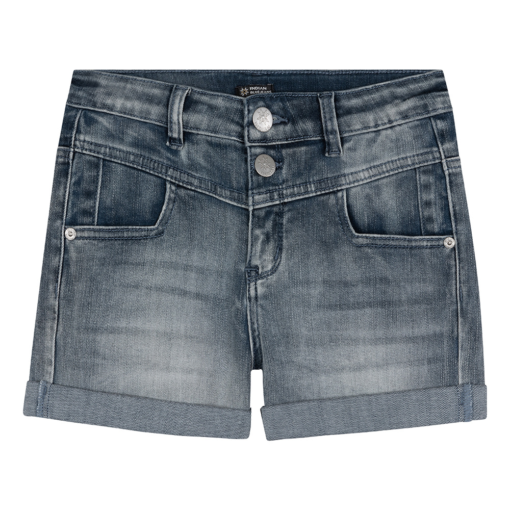 Indian Blue Jeans Meisjes jeans short - Blauw grijs denim