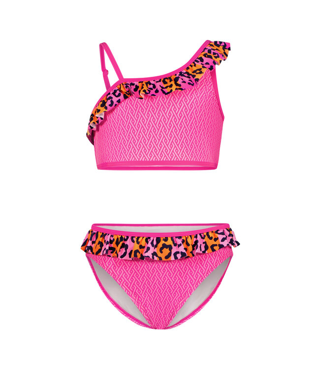 Just Beach Meisjes bikini AOP ruffel - Blocked leo