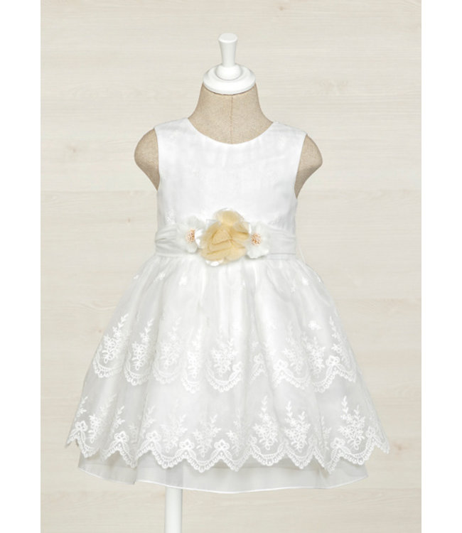 Abel & Lula Meisjes jurk organza borduursel - Wit