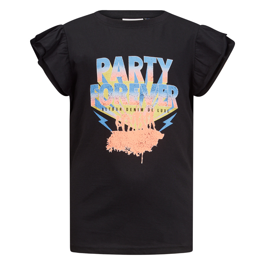 Retour Jeans Meisjes t-shirt - Oda - Zwart Retour Jeans Meisjes t-shirt - Oda - Zwart
