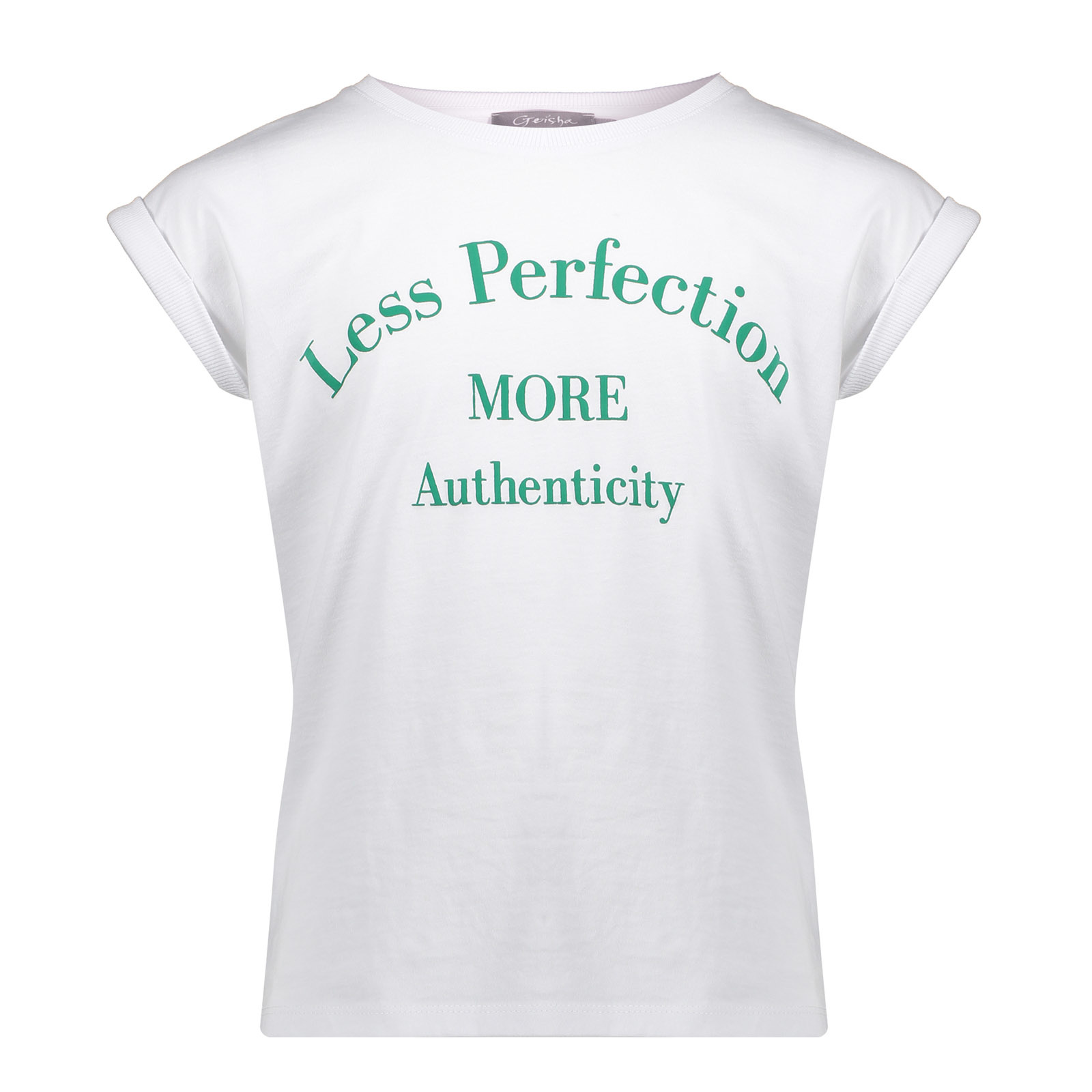 Geisha Meisjes t-shirt tekst - wit/groen