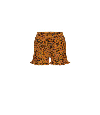 Moodstreet Meisjes short ruffel AOP luipaard - Toffee