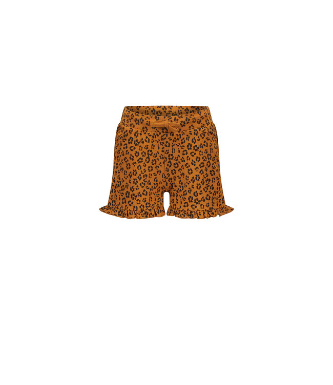 Moodstreet Meisjes short ruffel AOP luipaard - Toffee