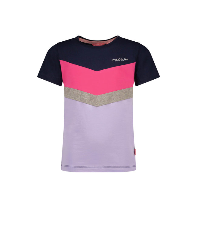 Tygo & Vito Meisjes t-shirt colorblock - Navy blauw