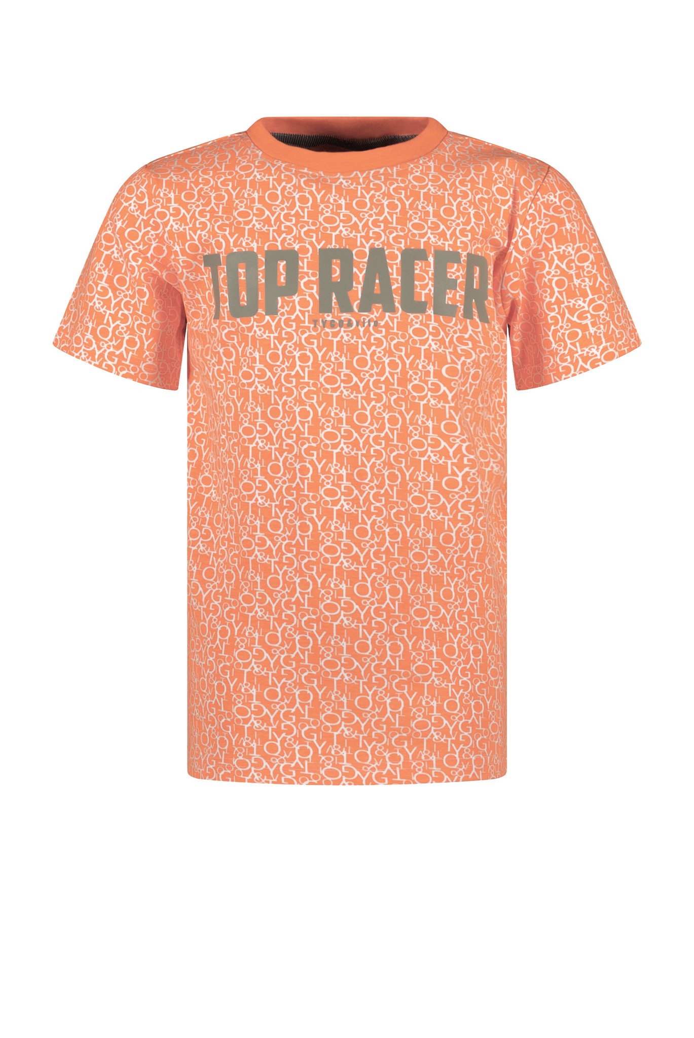 Tygo & Vito Jongens t-shirt AOP tekst - Oranje clownfish