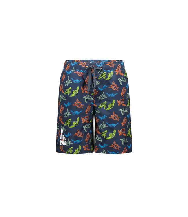 Tygo & Vito Jongens zwembroek AOP schildpad - Navy blauw