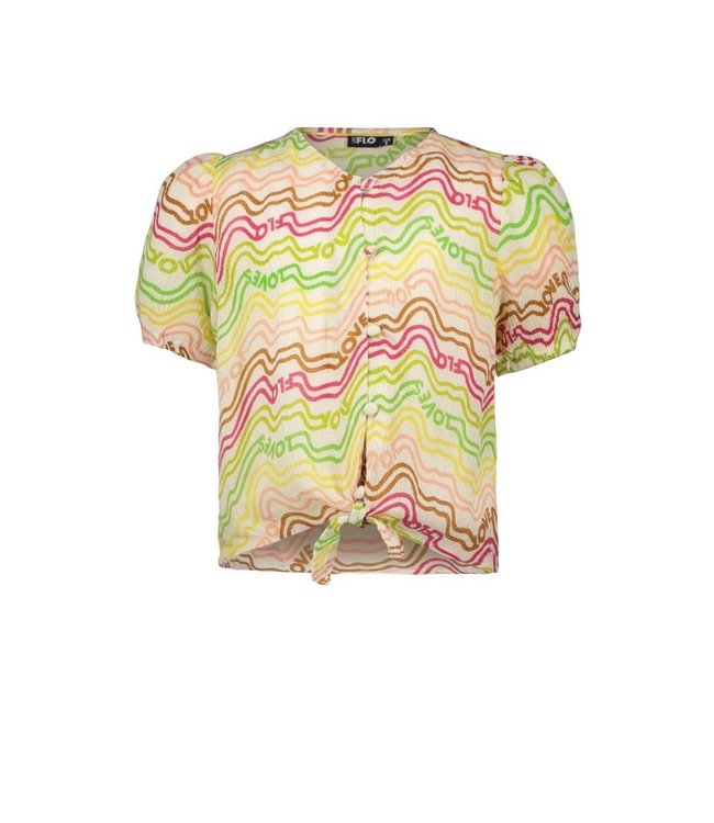 Like Flo Meisjes blouse met knoop - Regenboog