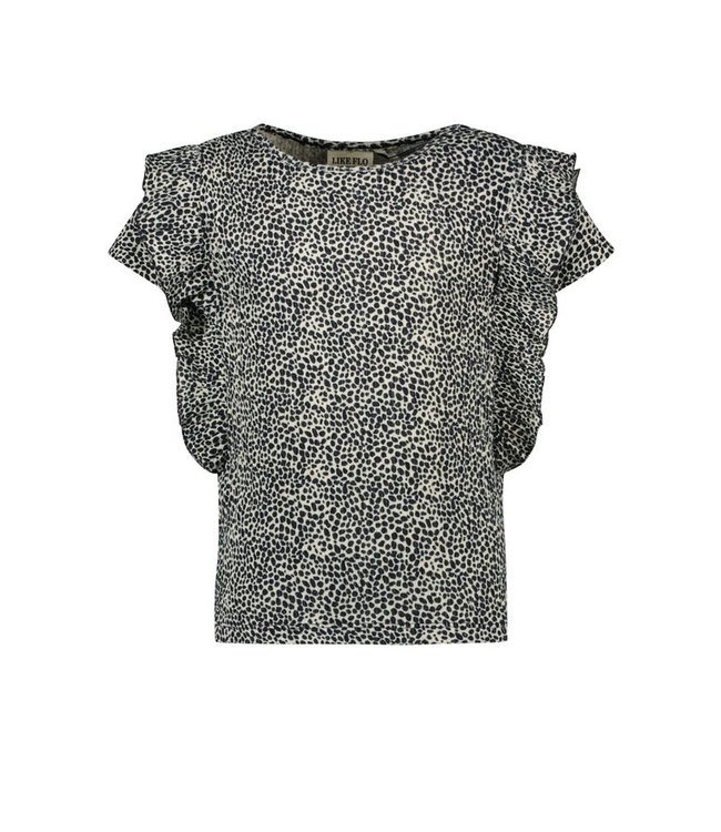 Like Flo Meisjes top fancy ruffel - Navy blauw