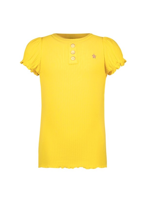 Like Flo Solid Rib Ss Tee Tops & T-shirts Meisjes - Shirt - Geel - Maat 152
