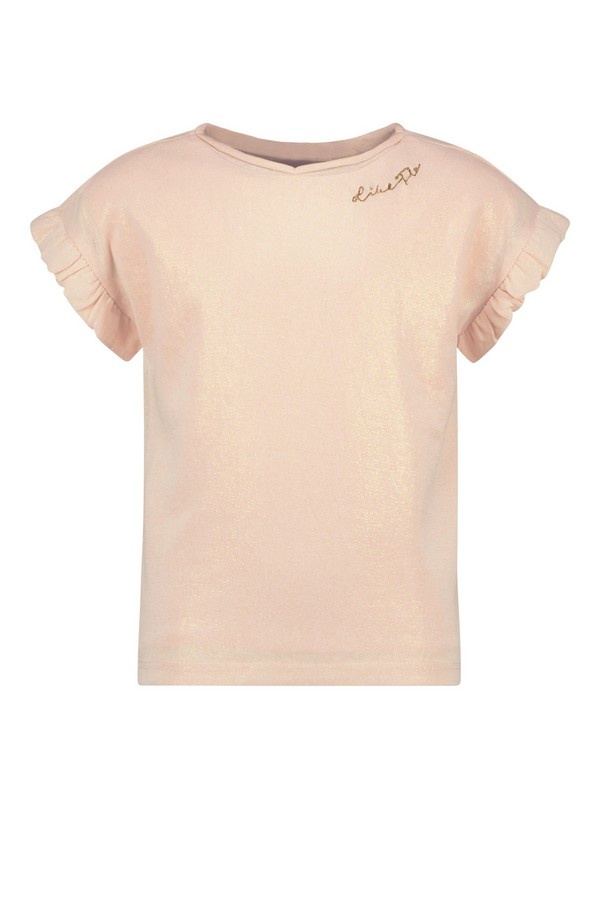 Like Flo Meisjes t-shirt ruffel - Roze goud