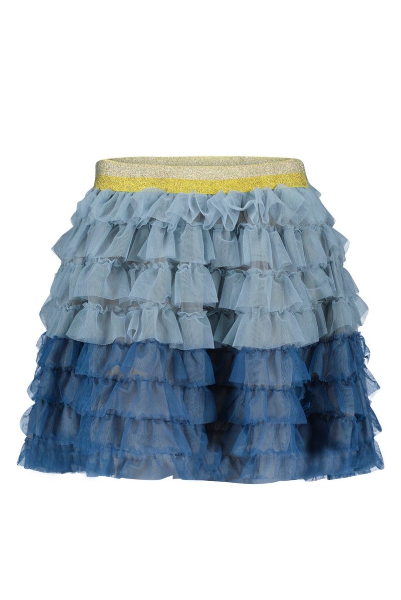 Like Flo girls blue mesh ruffle skirt; Flo meisje ice blue maat 152