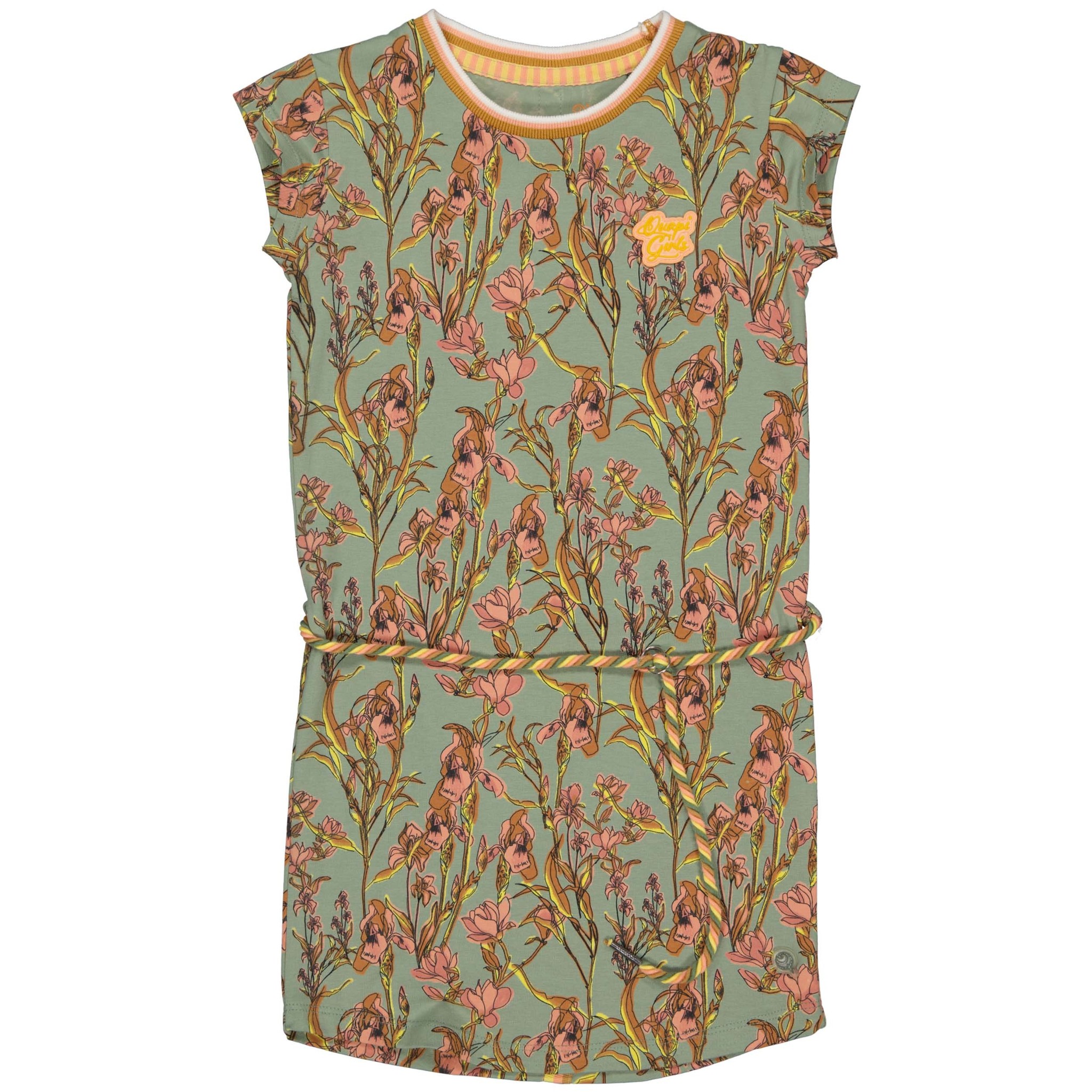 Quapi Meisjes jurk - Tabita - AOP Army groen bloemen