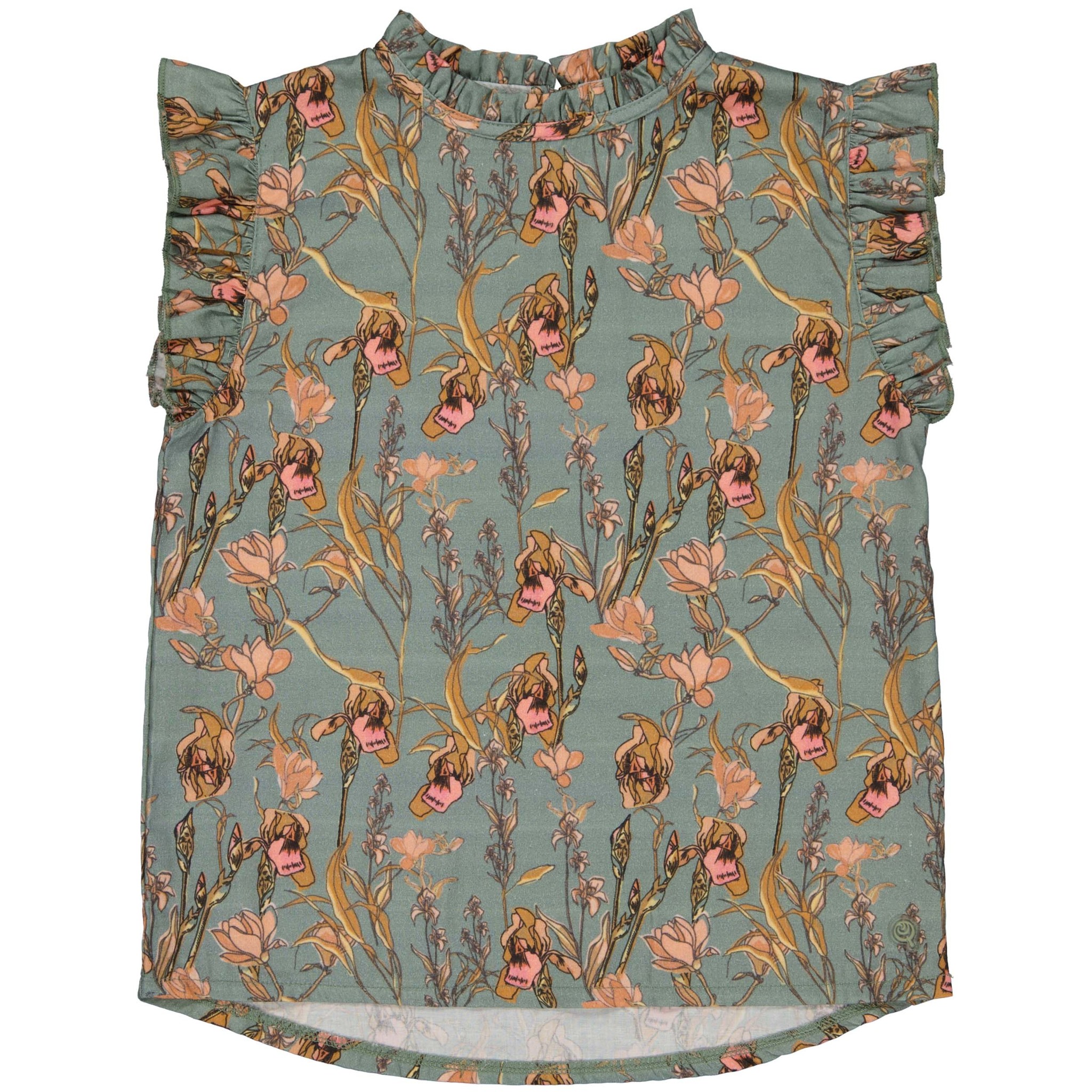 Quapi Meisjes blouse - Tona - AOP Army groen bloemen