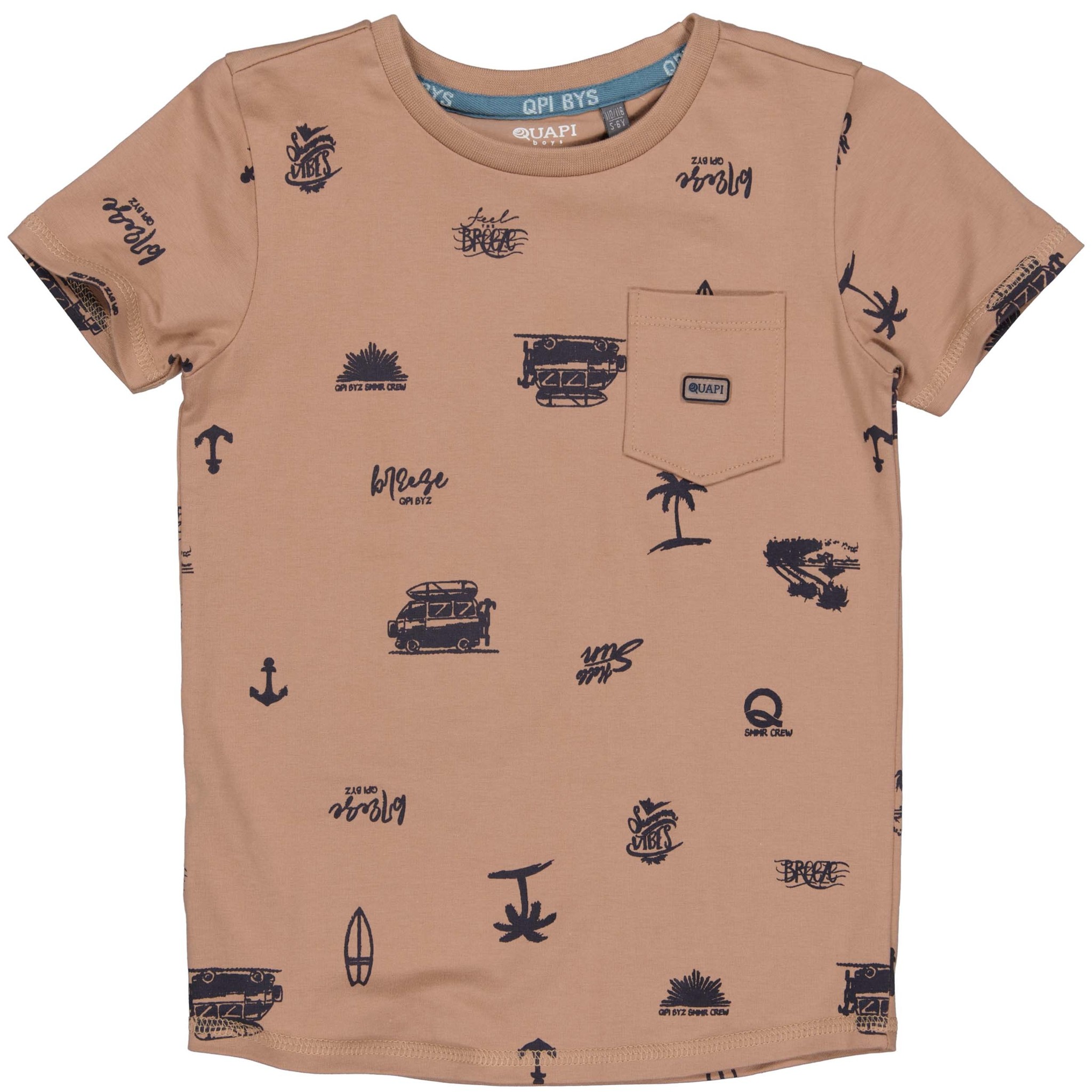 Quapi Jongens t-shirt - Theo - AOP Zand steen zomer