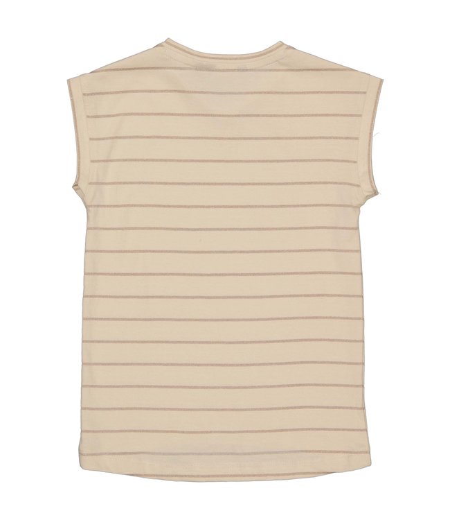 LEVV Meisjes t-shirt - Delphi - AOP Creme streep